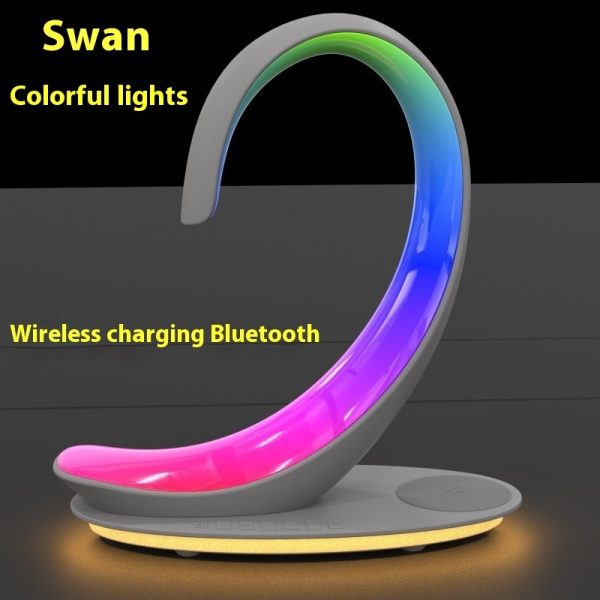 Multi-functional Desktop Wireless Charger Bluetooth Speaker Atmosphere Colorful Light White Swan Light - Image 2