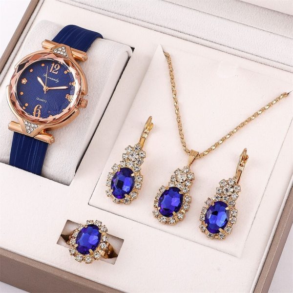 Women's Fashion All-match Diamond Belt Quartz Watch 4-piece Set - Image 8