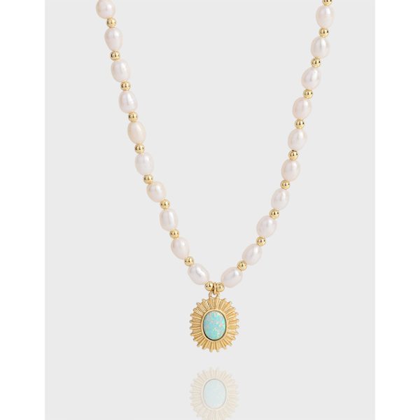 Light Luxury Design Opal Natural Pearl Necklace Sterling Silver - Image 4