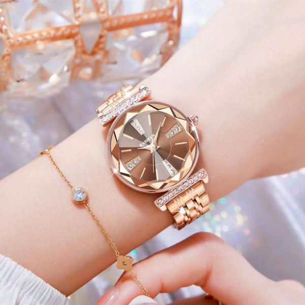 Women's Diamond Mirror Fashion Waterproof Steel Watch - Image 2
