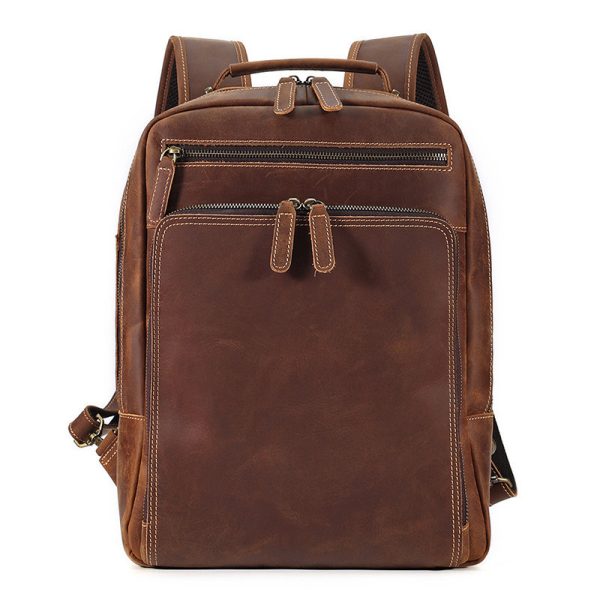 Backpack Men's Crazy Horse Leather Large Capacity - Image 6
