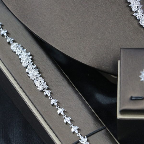 Bridal Wedding Dinner Jewelry Suit Fashion Rose Zircon Necklace Earrings Four-piece Set - Image 2