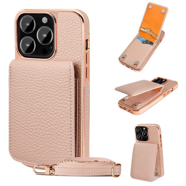Litchi Pattern Wallet Lanyard Phone Case For 14 - Image 4