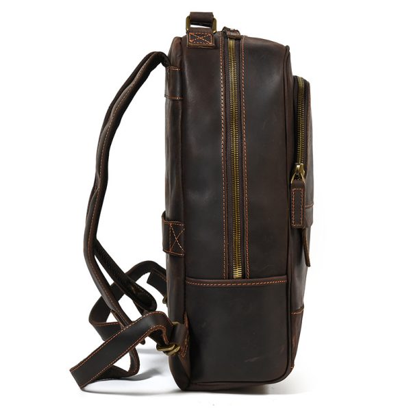 Retro Genuine Leather Backpack Men's Large-capacity Student First Layer Cowhide Travel - Image 2