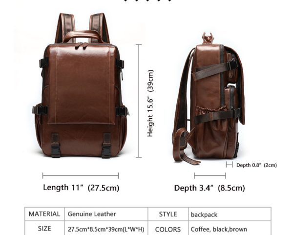 Men's Retro Fashion Leather Backpack - Image 8