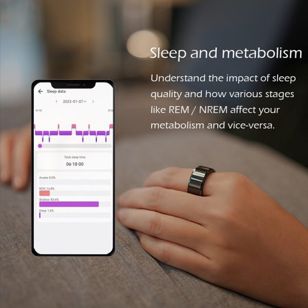Black Technology Heart Rate, Blood Oxygen, Sleep Monitoring Waterproof Bluetooth Ring - Image 10