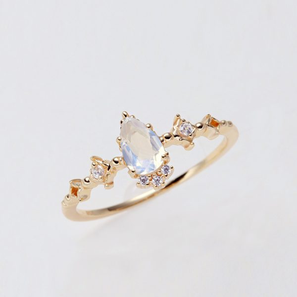S925 Gold Plated Moonstone Thin Ring Women's Ring - Image 3