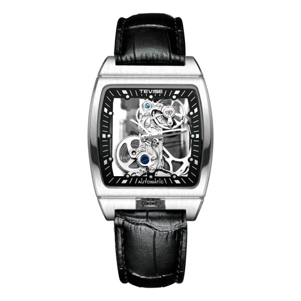 Casual Men's Leather Belt Automatic Mechanical Watch Long Movement Hollow Watch - Image 5