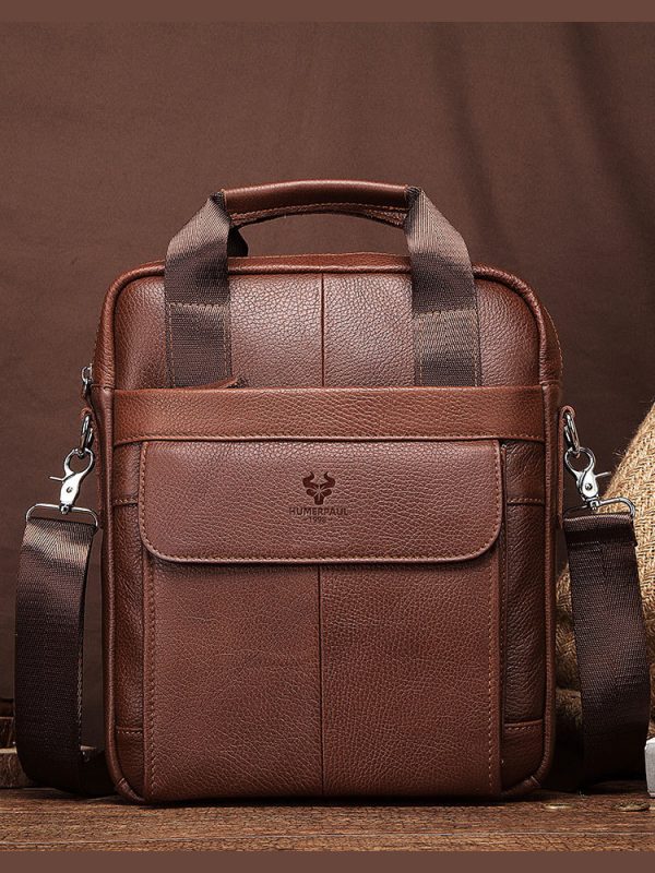 Hummer Business Commute Genuine Leather Men's Business Messenger Bag - Image 3