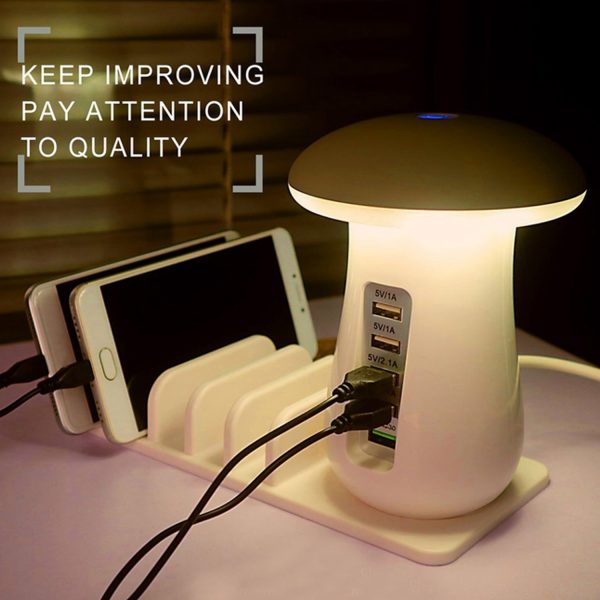Compatible With Besegad Mushroom LED Light Lamp USB Charging Dock Station Organizer With 5-Port For Galaxy Smart Tablet - Image 3