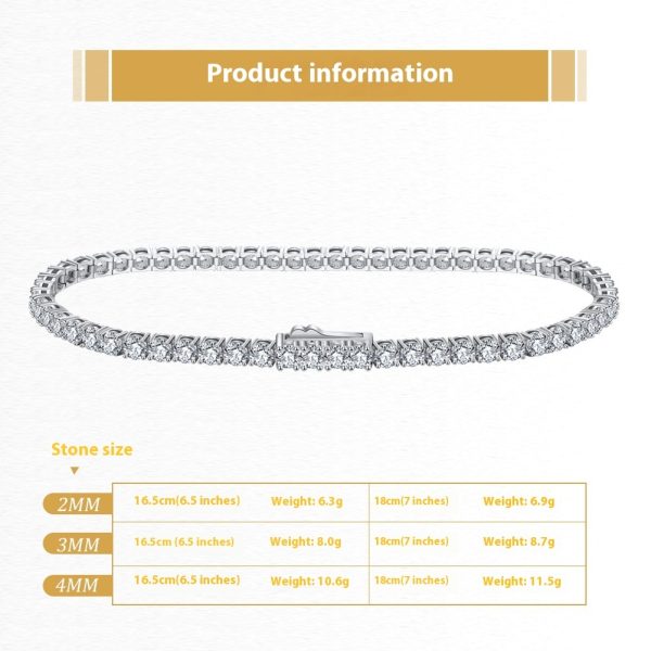S925 Sterling Silver Hair Nursing 40mm Tennis Bracelet - Image 3