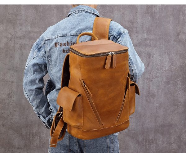 Men's Leisure Travel Large Capacity First Layer Leather Backpackage - Image 10