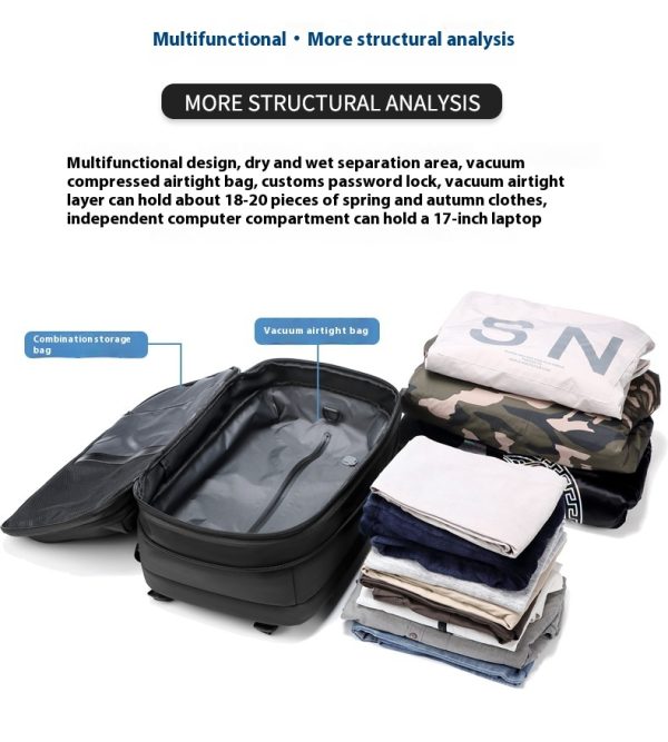 Men's Large-capacity Backpack Dry Wet Separation Anti-theft Package Business Leisure Unisex Backpack - Image 9