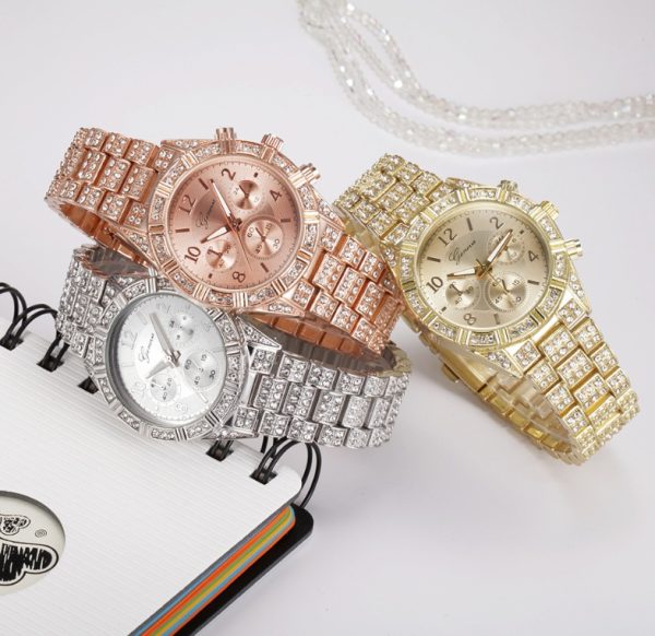 Women Crystal Quartz Analog Wrist Watch Fashion Stainless Steel Geneva Luxury Reloj Hombre Montre Femme Sport Watches - Image 2