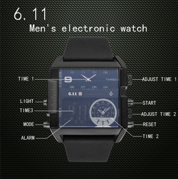 611 date 8145 countdown waterproof backlight luminous double display electronic watch - Image 4