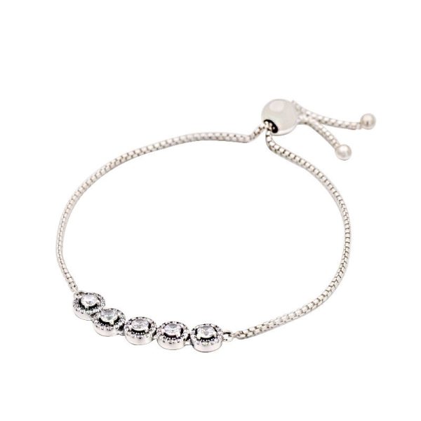 Round zircon silver bracelet