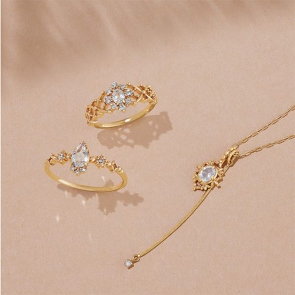 S925 Gold Plated Moonstone Thin Ring Women's Ring