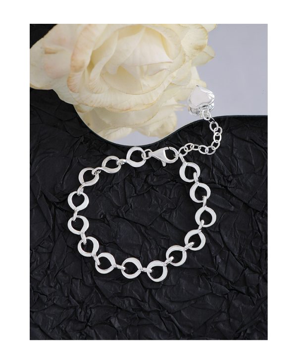 INS Niche Silver Buckle Sterling Silver S925 Heart Bracelet - Image 10