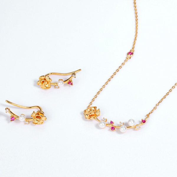 925 Sterling Silver Custom Inlaid Red Corundum Short Literary Style Clavicle Chain - Image 4