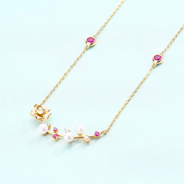925 Sterling Silver Custom Inlaid Red Corundum Short Literary Style Clavicle Chain - Image 3