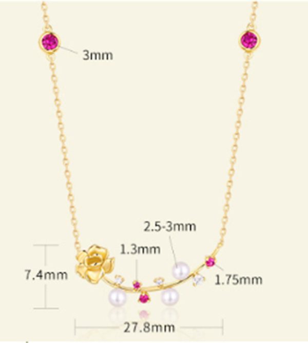 925 Sterling Silver Custom Inlaid Red Corundum Short Literary Style Clavicle Chain - Image 5