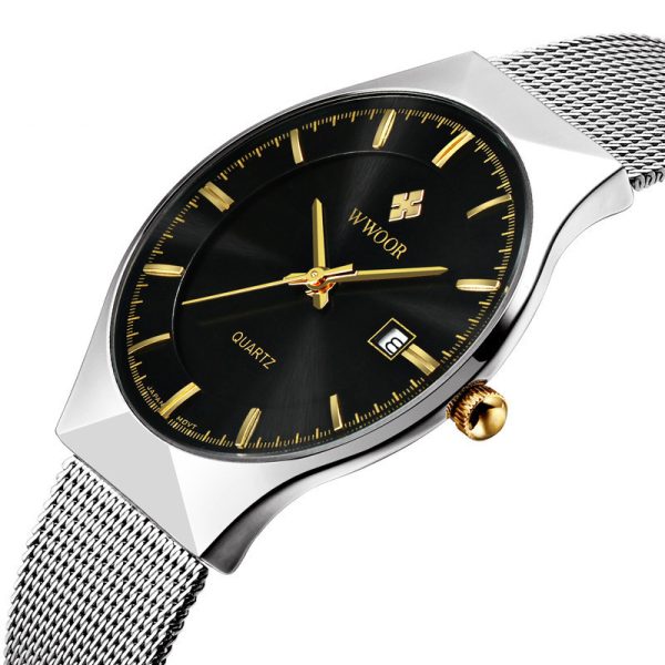 Stainless Steel Mesh Belt Men's Waterproof Watch With Calendar - Image 4