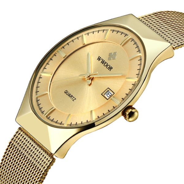 Stainless Steel Mesh Belt Men's Waterproof Watch With Calendar - Image 2