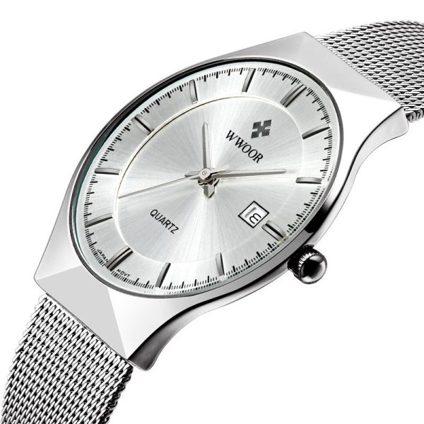 Stainless Steel Mesh Belt Men's Waterproof Watch With Calendar - Image 5