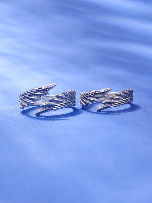 Angel Wings 999 Pure Silver Ring Sterling Silver Couple Ring - Image 3