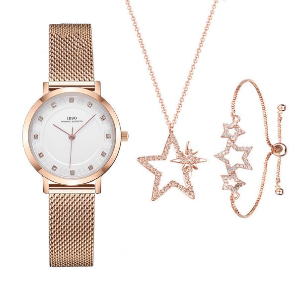 Temperament Wild Five-pointed Star Necklace Bracelet Ladies Digital Watch - Image 3