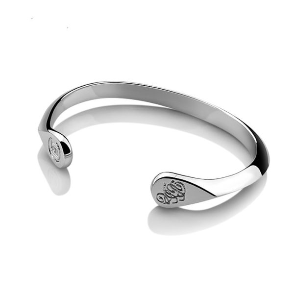 925 Sterling Silver Bracelet Male And Female Students Japanese And Korean Version Of Card SeriesBracelet Simple Edge Silver Bracelet Gift - Image 4