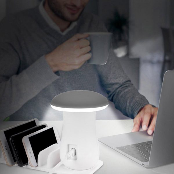 Compatible With Besegad Mushroom LED Light Lamp USB Charging Dock Station Organizer With 5-Port For Galaxy Smart Tablet - Image 5