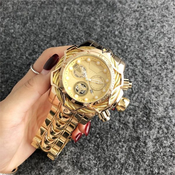 Large dial steel belt quartz watch - Image 5