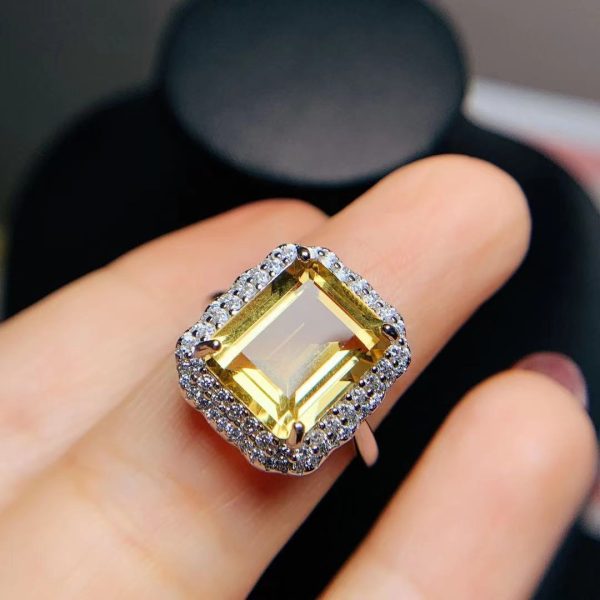 Citrine Rose Gold Ring 925 Silver Ring Holder Open Mouth Design Women's Ring - Image 4