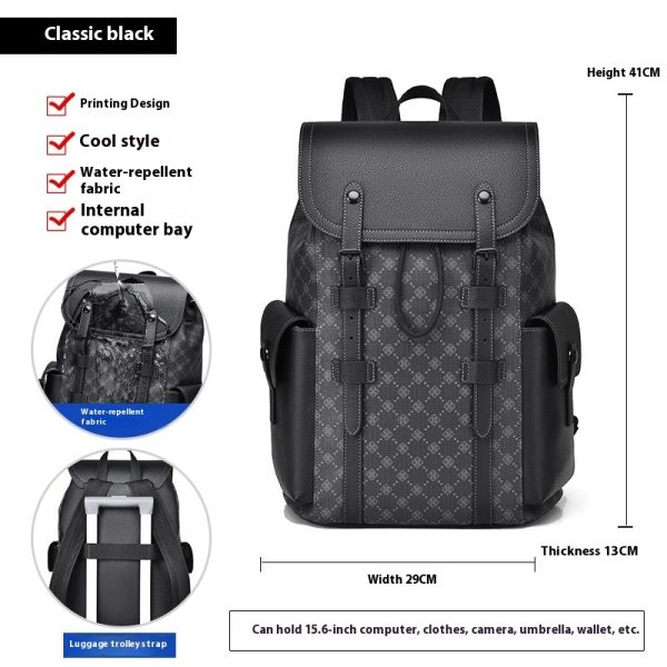 Curved Shoulder Strap New Men's Casual Business Travel Backpack - Image 6