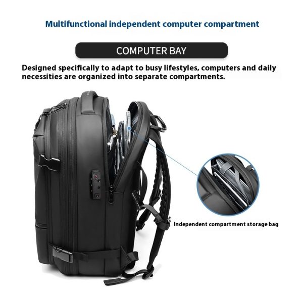 Men's Large-capacity Backpack Dry Wet Separation Anti-theft Package Business Leisure Unisex Backpack - Image 3