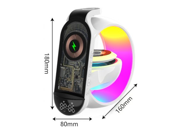 A Bluetooth Speaker Six-in-one Wireless Charger Large G Ambience Light Alarm Clock Microphone Audio - Image 7