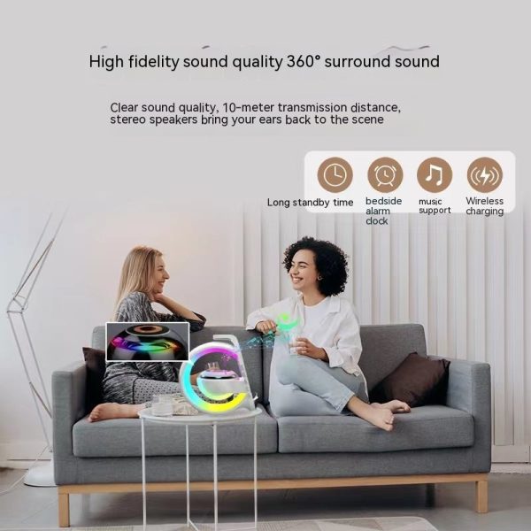 A Bluetooth Speaker Six-in-one Wireless Charger Large G Ambience Light Alarm Clock Microphone Audio - Image 8