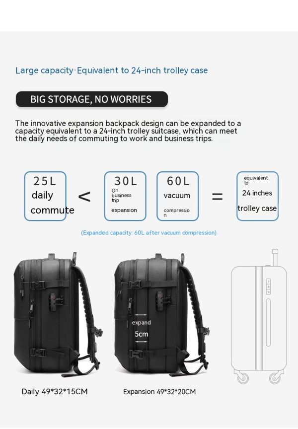 Men's Minimalist Multifunctional Large Capacity Travel Backpack - Image 9