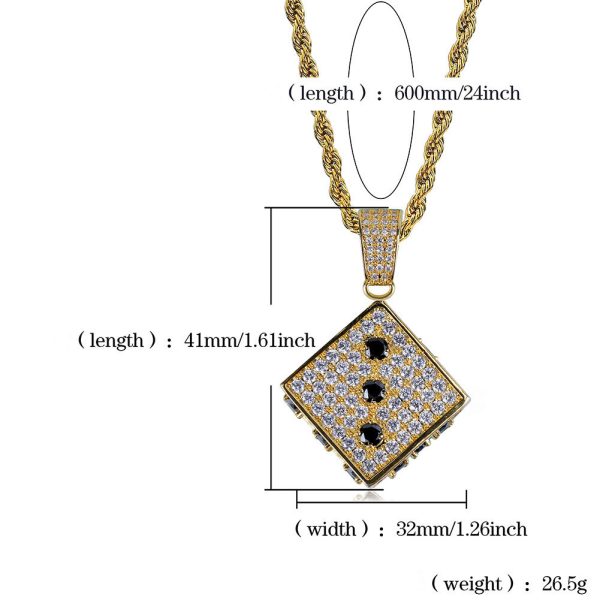 Black and white double color dice zircon pendant - Image 3