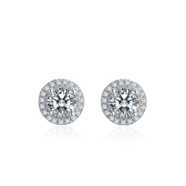 Round Bag Ear Studs Four-claw Moissanite Stud Earrings - Image 2