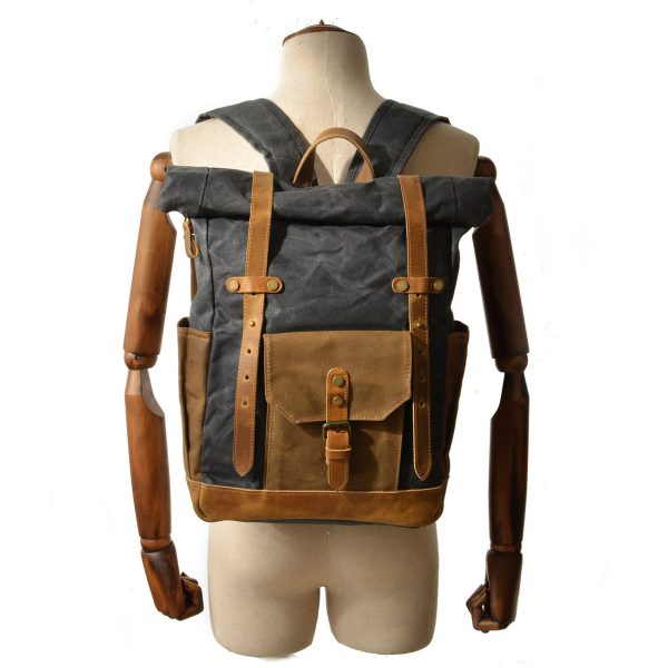 Retro contrast color waterproof rucksack - Image 2