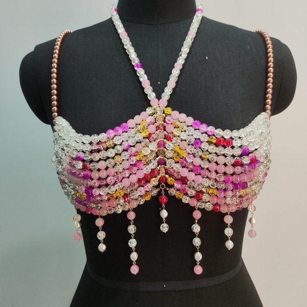 Gradient Color Glass Beaded Chest Necklace Heavy Industry Colorful Beads Body Chains - Image 6