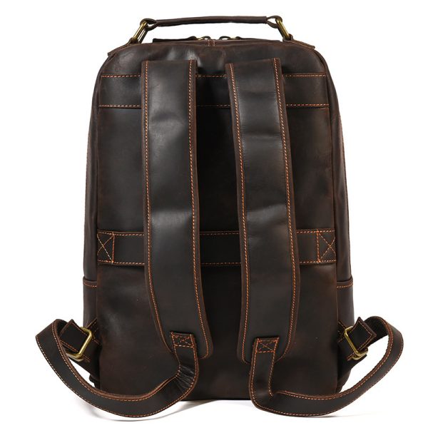 Retro Genuine Leather Backpack Men's Large-capacity Student First Layer Cowhide Travel - Image 7