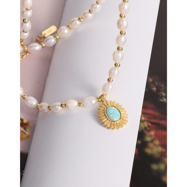 Light Luxury Design Opal Natural Pearl Necklace Sterling Silver - Image 5