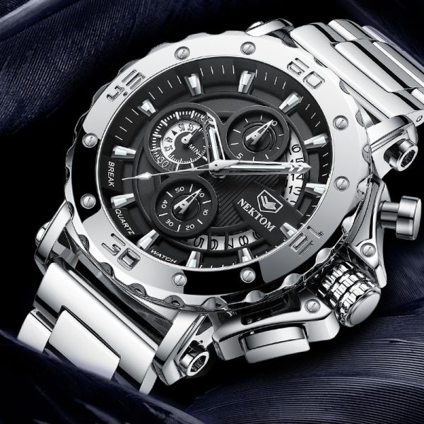 Men's Heavy Steel Band Waterproof Luminous Quartz Watch - Image 2