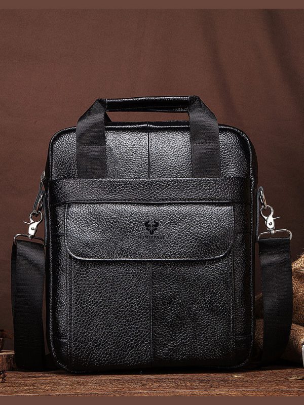Hummer Business Commute Genuine Leather Men's Business Messenger Bag - Image 7