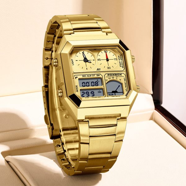 Dual Display Multifunctional Waterproof Alarm Clock Luminous Sports Chronographe Watch - Image 2
