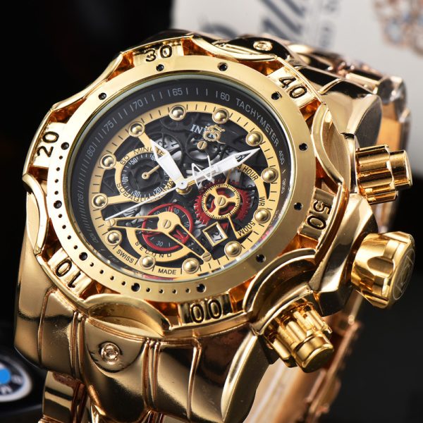 Quartz Watch With Hollow Dial Steel Band - Image 4