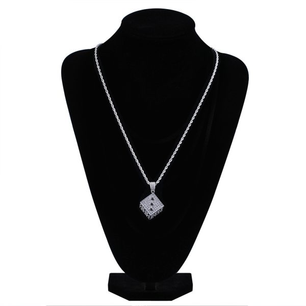 Black and white double color dice zircon pendant - Image 2